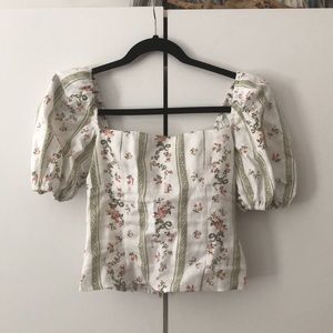 Reformation Arancini Linen Top in Heath print